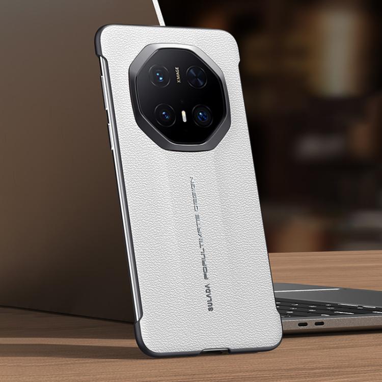 For Huawei Mate 70 RS Ultimate SULADA Frameless Top Layer Cowhide Leather Hybrid PC Phone Case(White) - Huawei Cases by SULADA | Online Shopping South Africa | PMC TechLife | Buy Now Pay Later Mobicred