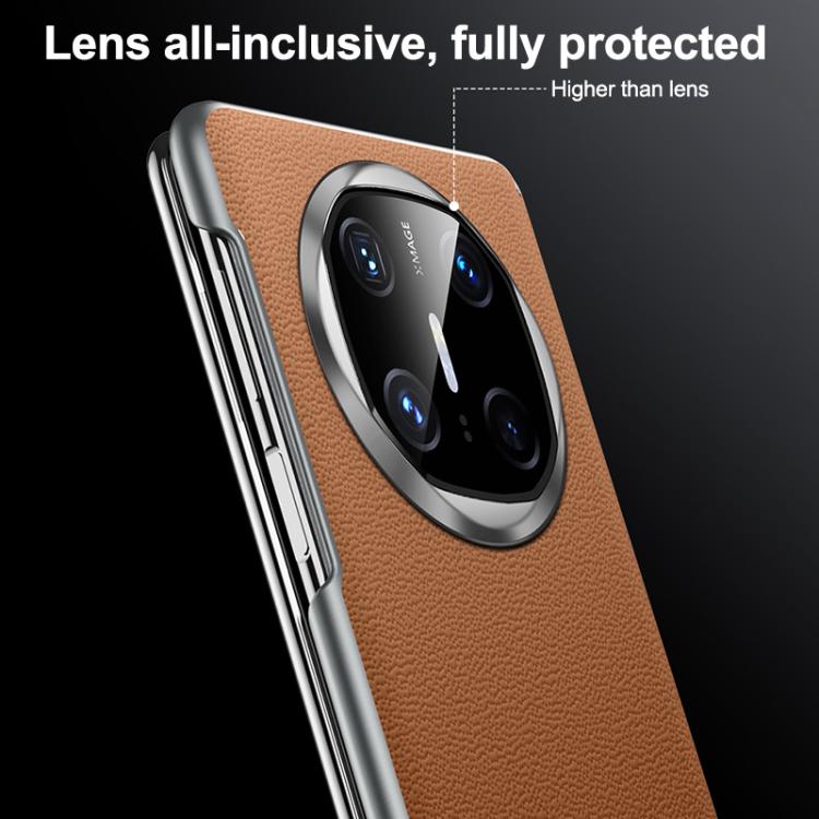 For Huawei Mate X6 SULADA Frameless Top Layer Cowhide Leather Hybrid PC Phone Case(Blue)