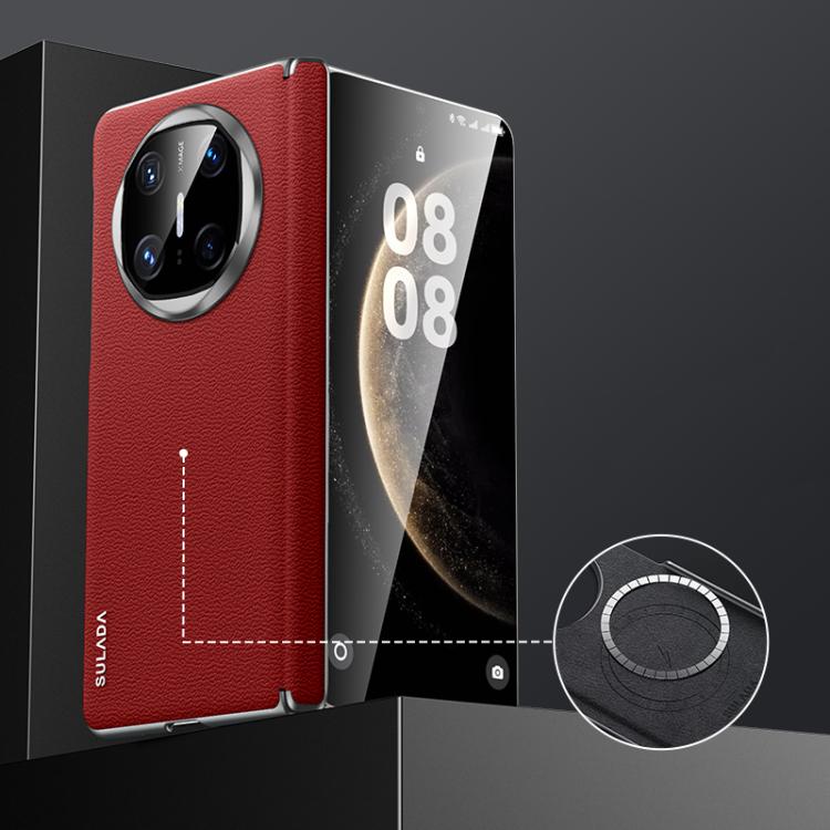 For Huawei Mate X6 SULADA Frameless Top Layer Cowhide Leather Hybrid PC Phone Case(Red) - free shipping - PMC TechLife - Order now!