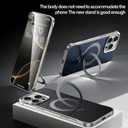 For iPhone 16 Pro SULADA Kevlar Texture MagSafe Magnetic Holder Phone Case(Purple)