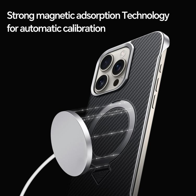 For iPhone 16 Pro SULADA Kevlar Texture MagSafe Magnetic Holder Phone Case(Purple)