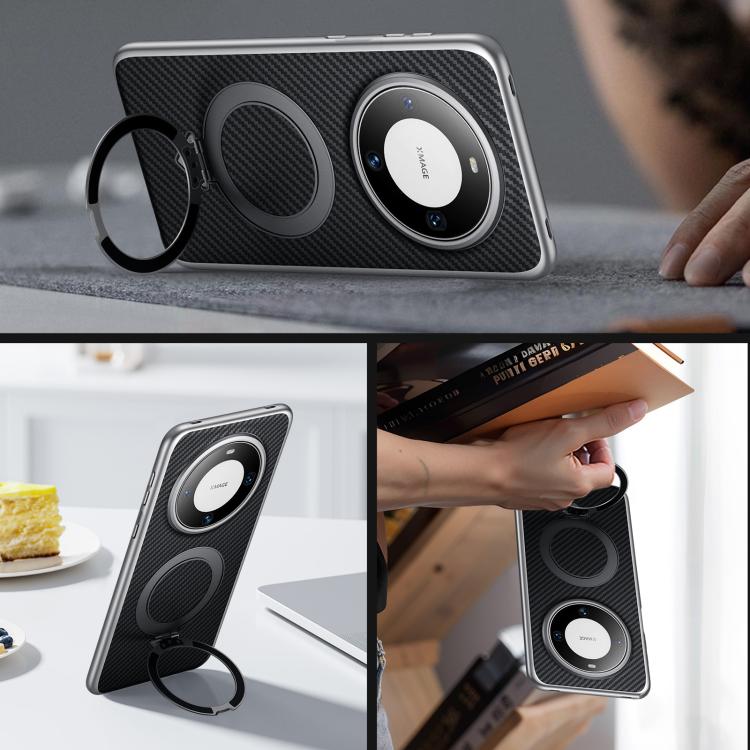 For Huawei Mate 60 SULADA Kevlar Texture MagSafe Magnetic Holder Phone Case(Black) - Huawei Cases by SULADA | Online Shopping South Africa | PMC TechLife | Buy Now Pay Later Mobicred