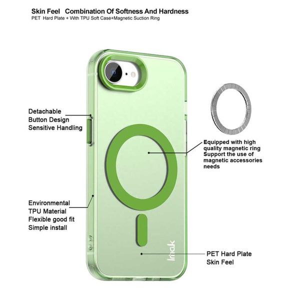 For iPhone 16e IMAK Candy Series Shockproof MagSafe Phone Case(Black)