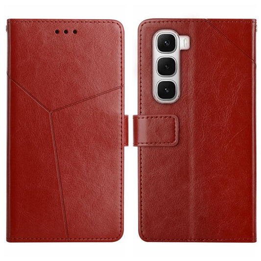 For Infinix Hot 60 Pro+ 4G Y-shaped Pattern Flip Leather Phone Case(Brown) - free shipping - PMC Jewellery - Order now!