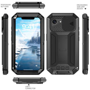 For iPhone 16e Sliding Camera IP68 Water-resistant Holder Phone Case(Black)
