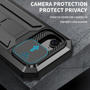 For iPhone 16e Sliding Camera IP68 Water-resistant Holder Phone Case(Black)