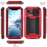 For iPhone 16e Sliding Camera IP68 Water-resistant Holder Phone Case(Red)