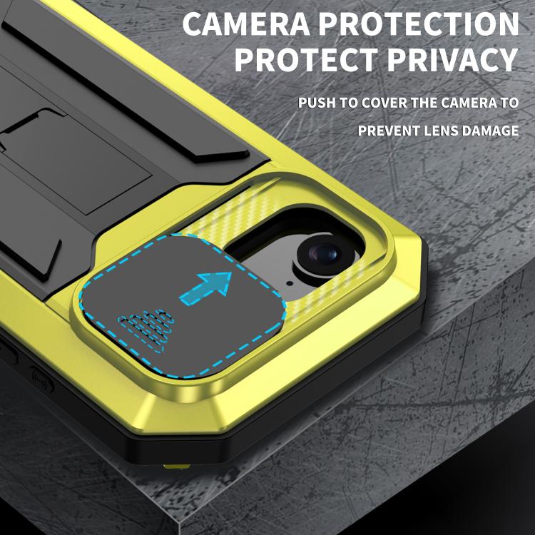 For iPhone 16e Sliding Camera IP68 Waterproof Holder Phone Case(Yellow) - iPhone 16e Cases by PMC TechLife | Online Shopping South Africa | PMC TechLife | Buy Now Pay Later Mobicred