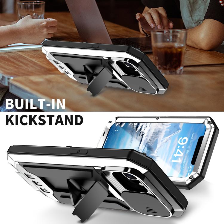 For iPhone 16e Sliding Camera IP68 Water-resistant Holder Phone Case(Silver)