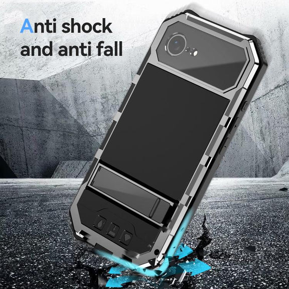 For iPhone 16e IP68 Water-resistant Dustproof Shockproof Holder Phone Case(Silver)