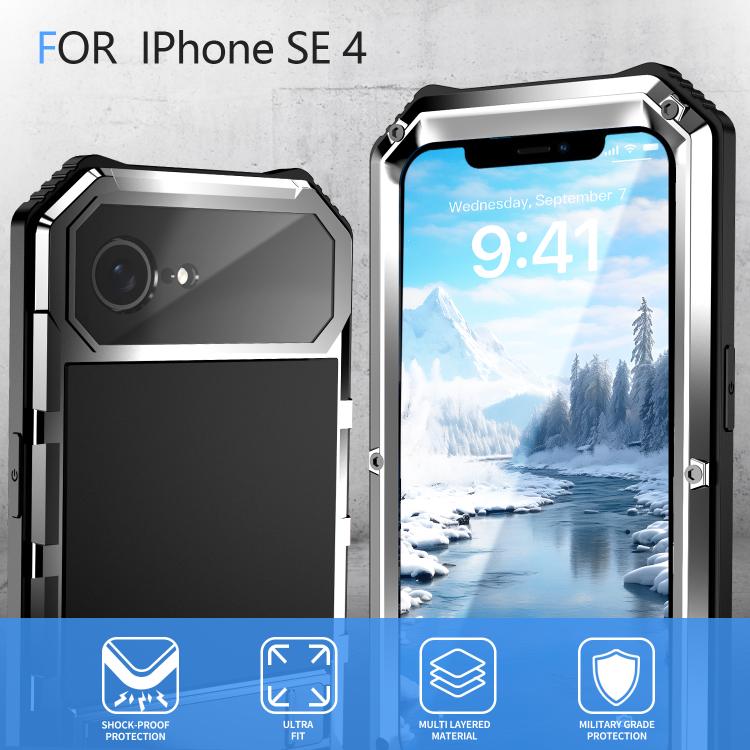 For iPhone 16e IP68 Water-resistant Dustproof Shockproof Holder Phone Case(Silver)