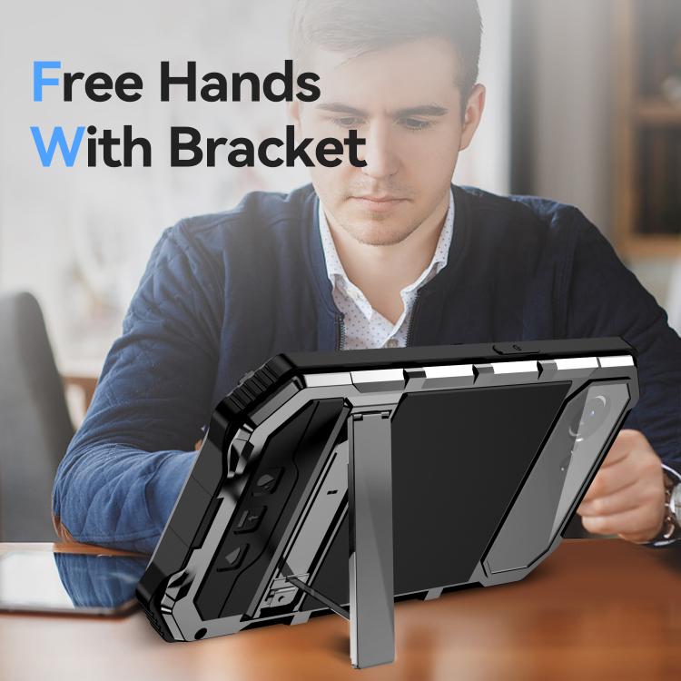 For iPhone 16e IP68 Waterproof Dustproof Shockproof Holder Phone Case(Silver) - free shipping - PMC TechLife - Order now!