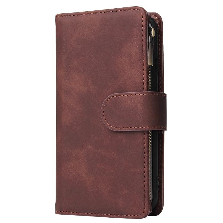 For iPhone 16e Multifunctional Multi-Card Wallet Phone Leather Case(Coffee) - iPhone 16e Cases by PMC TechLife | Online Shopping South Africa | PMC TechLife | Buy Now Pay Later Mobicred