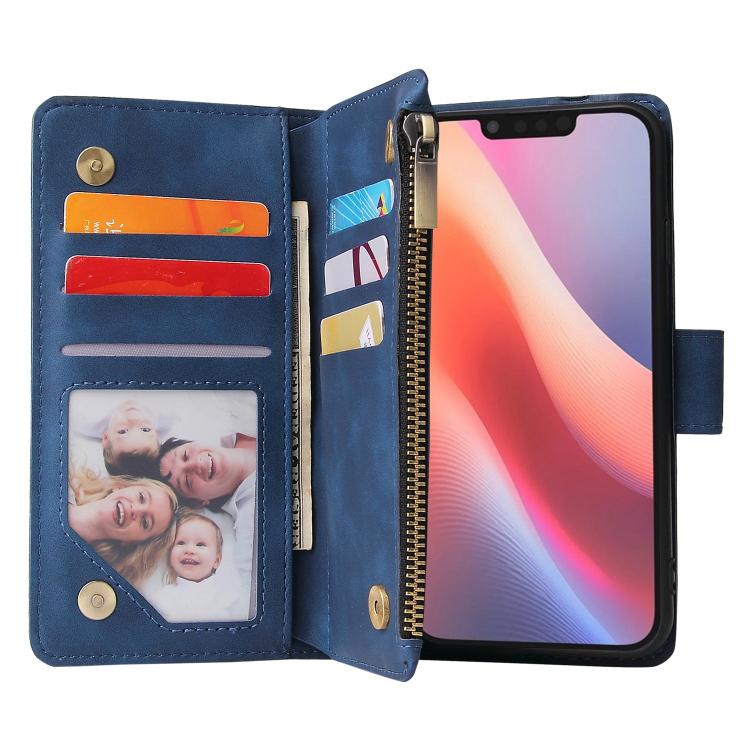For iPhone 16e Multifunctional Multi-Card Wallet Phone Leather Case(Dark Blue) - iPhone 16e Cases by PMC TechLife | Online Shopping South Africa | PMC TechLife | Buy Now Pay Later Mobicred
