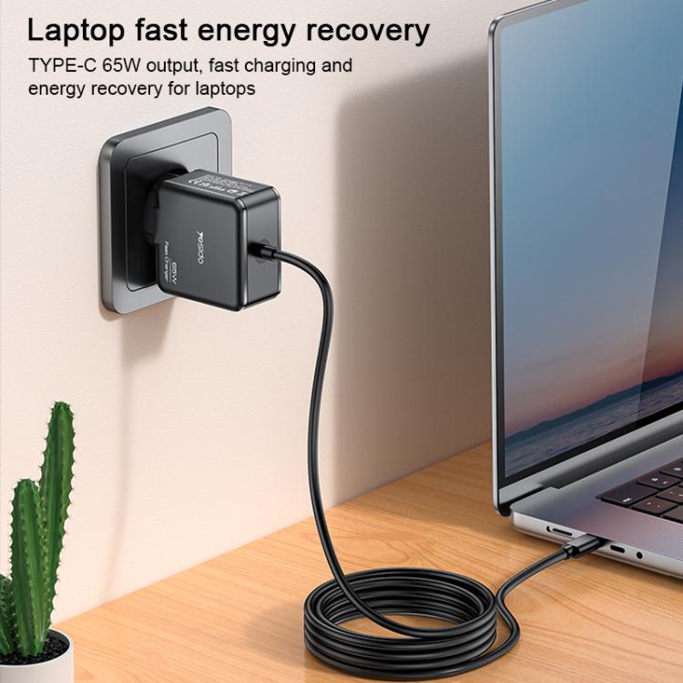 Yesido YC75 PD65W 2m USB-C / Type-C Cable Laptop Charger, EU Plug(Black) - free shipping - PMC Jewellery - Order now!