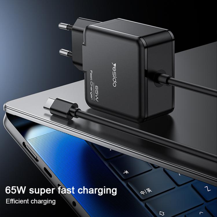 Yesido YC75 PD65W 2m USB-C / Type-C Cable Laptop Charger, EU Plug(Black) - free shipping - PMC Jewellery - Order now!