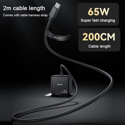 Yesido YC75 PD65W 2m USB-C / Type-C Cable Laptop Charger, EU Plug(Black) - free shipping - PMC Jewellery - Order now!