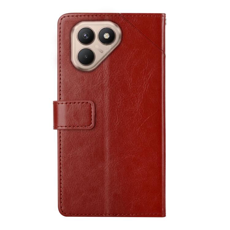 For Tecno Pova 7 4G Y-shaped Pattern Flip Leather Phone Case(Brown)