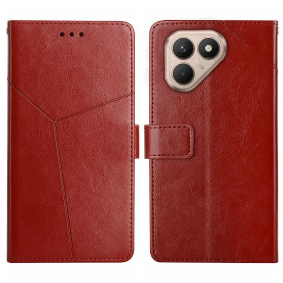For Tecno Pova 7 4G Y-shaped Pattern Flip Leather Phone Case(Brown)