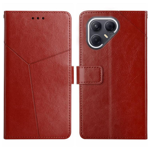 For Tecno Pova 7 5G Y-shaped Pattern Flip Leather Phone Case(Brown)