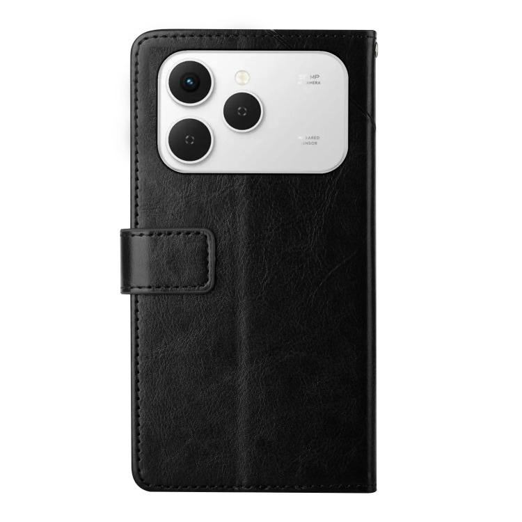 For Tecno Spark 40 4G Y-shaped Pattern Flip Leather Phone Case(Black)