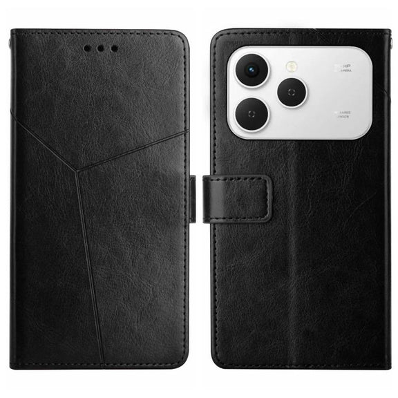 For Tecno Spark 40 4G Y-shaped Pattern Flip Leather Phone Case(Black)
