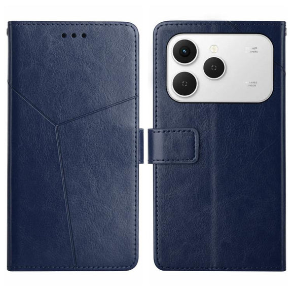 For Tecno Spark 40 4G Y-shaped Pattern Flip Leather Phone Case(Blue)
