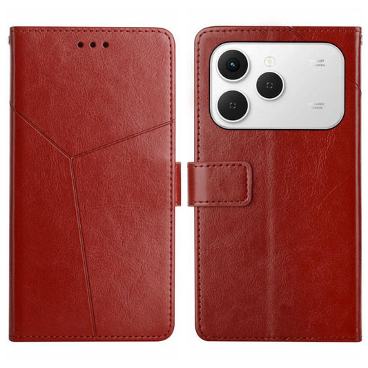 For Tecno Spark 40 4G Y-shaped Pattern Flip Leather Phone Case(Brown) - free shipping - PMC Jewellery - Order now!