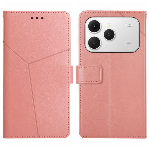 For Tecno Spark 40 4G Y-shaped Pattern Flip Leather Phone Case(Pink)