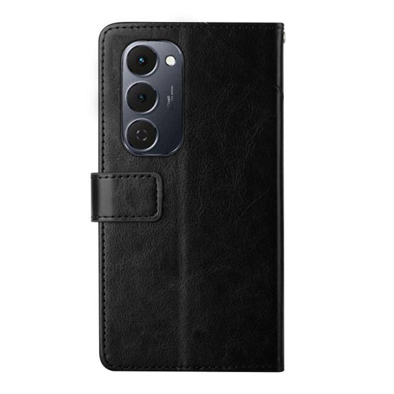 For Tecno Spark 40 Pro+ 4G Y-shaped Pattern Flip Leather Phone Case(Black)