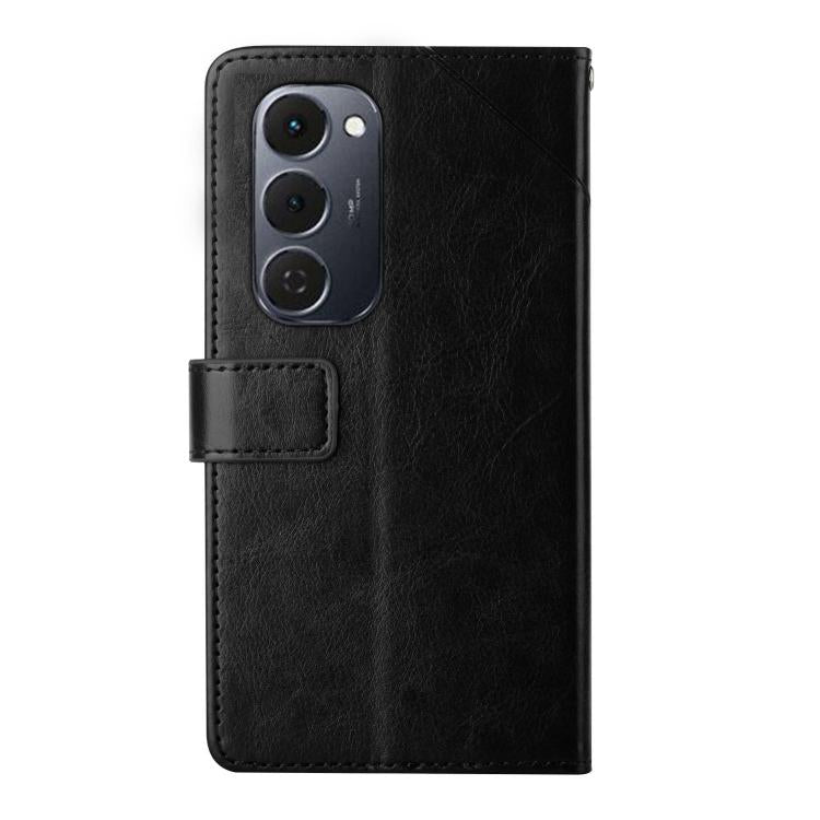 For Tecno Spark 40 Pro+ 4G Y-shaped Pattern Flip Leather Phone Case(Black)