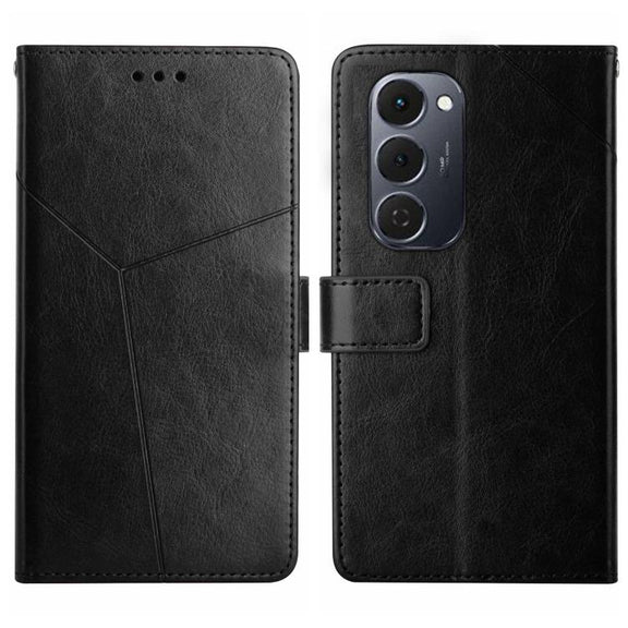 For Tecno Spark 40 Pro+ 4G Y-shaped Pattern Flip Leather Phone Case(Black)