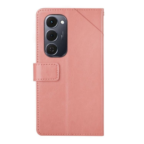 For Tecno Spark 40 Pro+ 4G Y-shaped Pattern Flip Leather Phone Case(Pink)