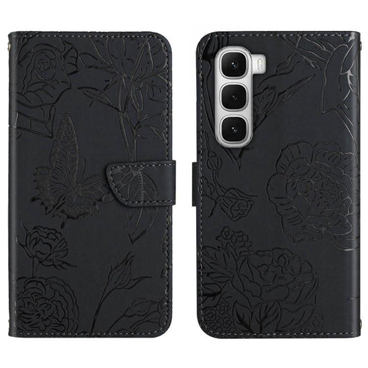 For Infinix Hot 60 Pro+ 4G Skin Feel Butterfly Embossed Flip Leather Phone Case(Black) - free shipping - PMC Jewellery - Order now!