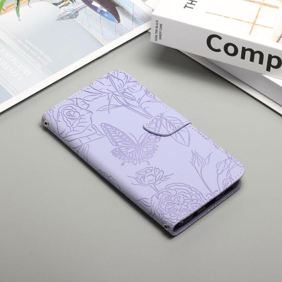 For Tecno Spark 40C Skin Feel Butterfly Embossed Flip Leather Phone Case(Purple)
