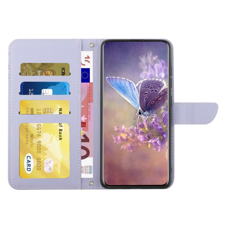 For Tecno Spark 40C Skin Feel Butterfly Embossed Flip Leather Phone Case(Purple)
