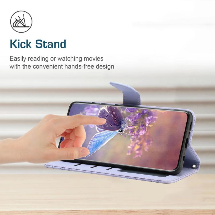 For Tecno Spark 40C Skin Feel Butterfly Embossed Flip Leather Phone Case(Purple)