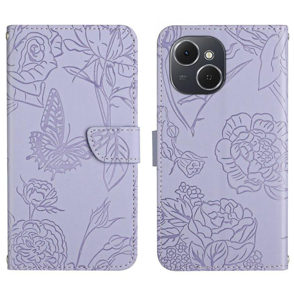 For Tecno Spark 40C Skin Feel Butterfly Embossed Flip Leather Phone Case(Purple)