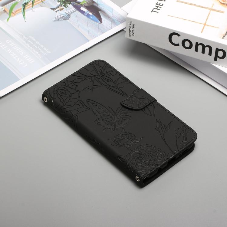 For Tecno Spark 40C Skin Feel Butterfly Embossed Flip Leather Phone Case(Black)