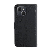 For Tecno Spark 40C Skin Feel Butterfly Embossed Flip Leather Phone Case(Black)