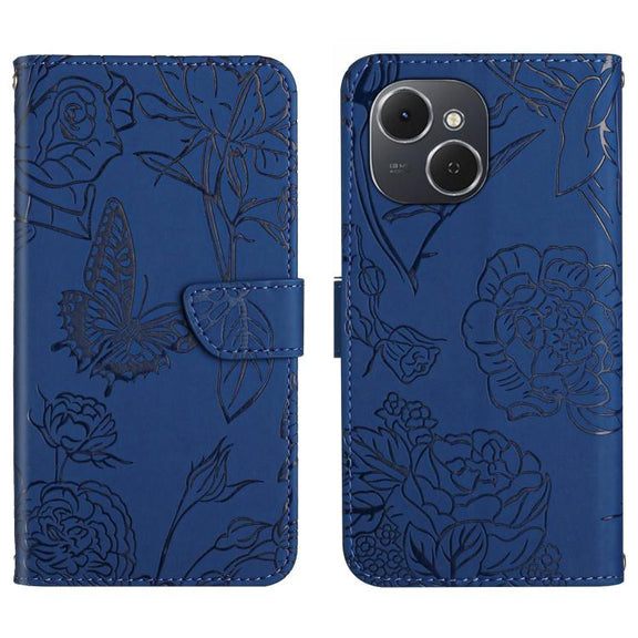 For Tecno Spark 40C Skin Feel Butterfly Embossed Flip Leather Phone Case(Blue)