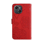 For Tecno Spark 40C Skin Feel Butterfly Embossed Flip Leather Phone Case(Red)