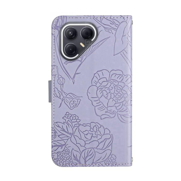 For Tecno Pova 7 5G Skin Feel Butterfly Embossed Flip Leather Phone Case(Purple)