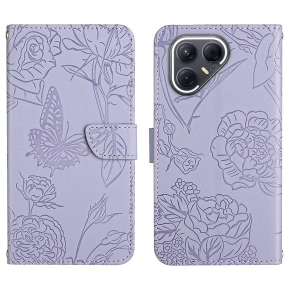 For Tecno Pova 7 5G Skin Feel Butterfly Embossed Flip Leather Phone Case(Purple)