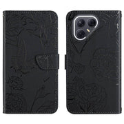 For Tecno Pova 7 5G Skin Feel Butterfly Embossed Flip Leather Phone Case(Black)