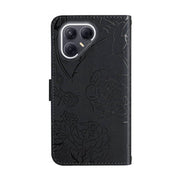 For Tecno Pova 7 5G Skin Feel Butterfly Embossed Flip Leather Phone Case(Black)