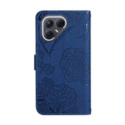 For Tecno Pova 7 5G Skin Feel Butterfly Embossed Flip Leather Phone Case(Blue)