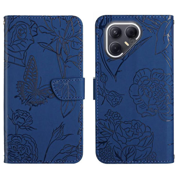 For Tecno Pova 7 5G Skin Feel Butterfly Embossed Flip Leather Phone Case(Blue)