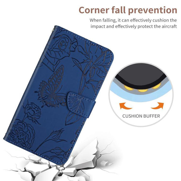 For Tecno Pova 7 5G Skin Feel Butterfly Embossed Flip Leather Phone Case(Blue)