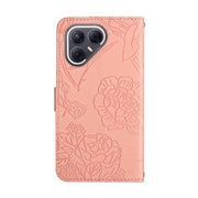 For Tecno Pova 7 5G Skin Feel Butterfly Embossed Flip Leather Phone Case(Pink)